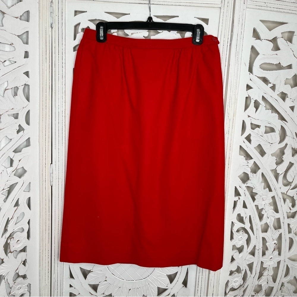 Vintage Pendleton Tomato Red Wool Pencil Skirt